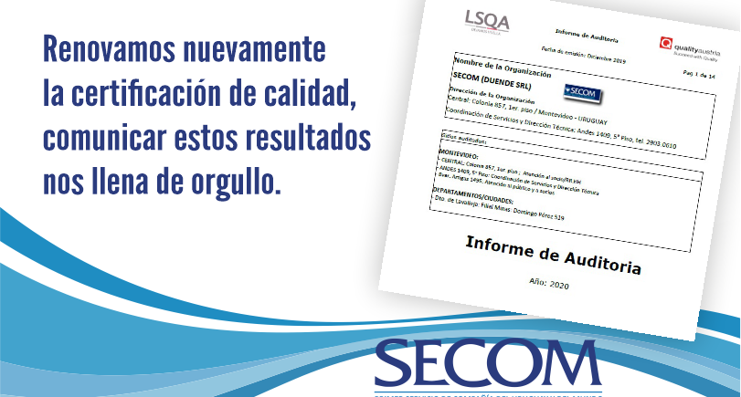 Auditoría del Sistema de Gestión de Calidad de SECOM 2020